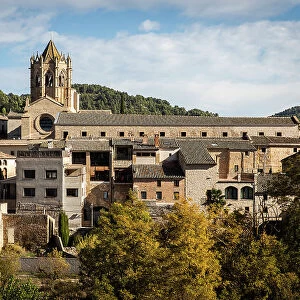 Spain, Catalonia, Lerida, Vallbona de les Monges, Frontal view of the monastery