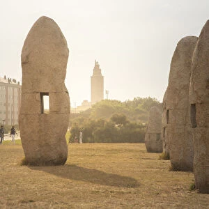 Spain, Galicia, La Coruna, Torre de Hercules area, Archeological Park with menhir