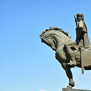 Statue of King Vakhtang Gorgasali (6th century) founder of Tbilisi, Georgia. Caucasus