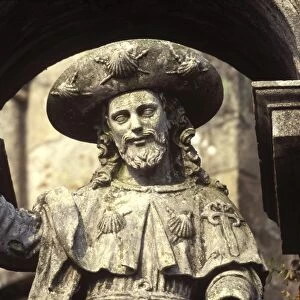 Statue of St James at the Cathedral of Santiago in Santiago de Compostela