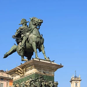 Statue Vittorio Emanuele II a cavallo at Piazza del Duomo, Milan, Lombardy, Italy