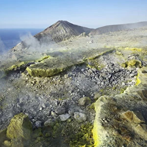 Sulfur fumes on the Gran craters, Vulcano Island, Aeolian, or Aeolian Islands, Sicily