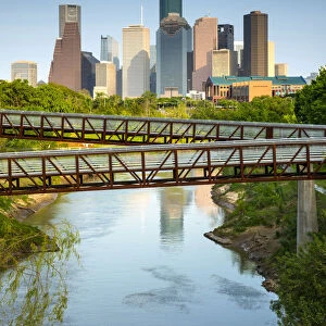 Texas, Houston, Rosemont Pesestrian Bridges, Buffalo Bayou Park, Buffalo Bayou River