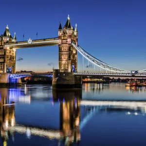 Tower Bridge at Night, London, England