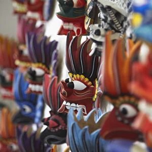 Traditional masks in arts and crafts shop, Galle, Southern Province, Sri Lanka