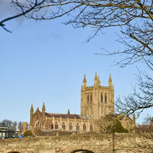 UK, England, Herefordshire, Hereford, View of Hereford Cathedral