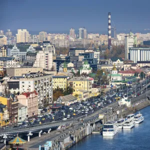 Ukraine, Kyiv, Podil Neighborhood, Right Bank Of The Dnieper River