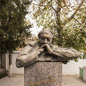 The uzbek writer Sergey Borodin statue at the garden of his home. Tashkent, Uzbekistan