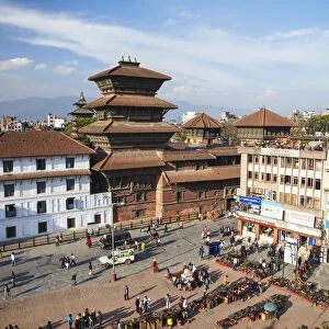 View of Basantapur Square, Durbar Square (UNESCO World Heritage Site), Kathmandu, Nepal