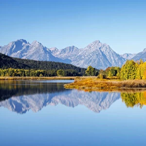 View of the Grand Teton Mountains from Oxbow Bend on the Snake River