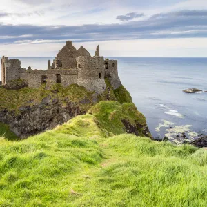 View of the ruins of the Dunluce Castle. Bushmills, County Antrim, Ulster region