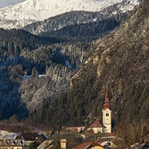 Village Church below Triglav Mountain, Slovenia