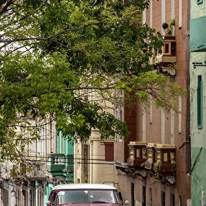 Vintage car at Neptuno Street, Centro Habana, Havana, La Habana Province, Cuba