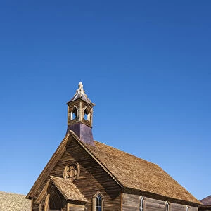 Wooden Bodie Methodist Church in ghost town, Mono County, Sierra Nevada