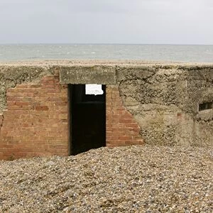 A 2nd World War bunker on the beach at Cley Norfolk UK