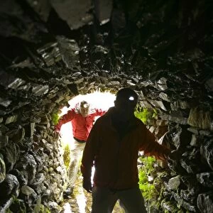 Exploring old copper mine levels on Coniston Old Man in the Lake District UK