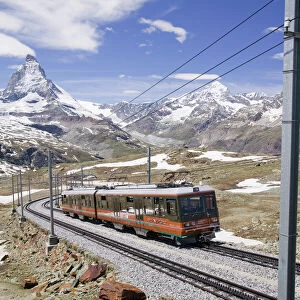 The Gornergrat railway above Zermatt Switzerland