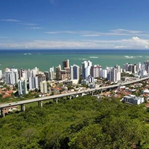 Panoramic view of Vila Velha, with Third Bridge and its emerald sea, Esp rito Santo, southeast Brazil