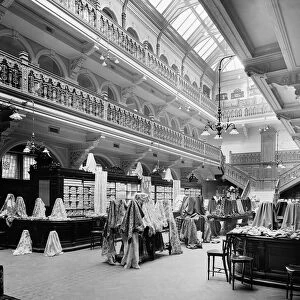 View of the fabrics hall in Jenners Department Store, Princes Street, Edinburgh