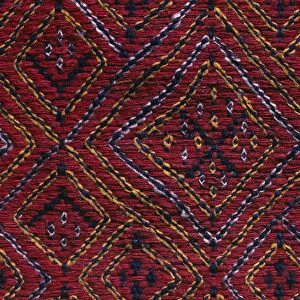 BANGLADESH, Crafts, Textiles Detail of red and blue embroidered murang pinon or loin