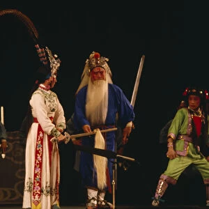 CHINA, Hebei, Beijing Chinese Opera with male and female performers dressed in costume