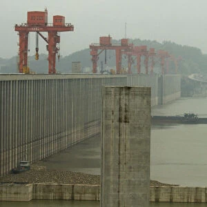 China, Hubei, Sandouping The Three Gorges Dam at Sandouping - the scale can be seen
