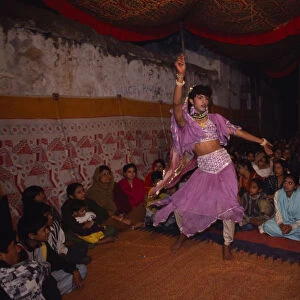 INDIA, Rajasthan, Udaipur Eunuch employed to dance for wedding guests to bring good