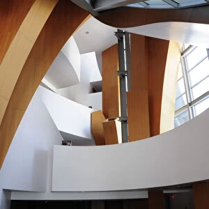 Interior lobby area of the Walt Disney Theater designed by Frank Gehry