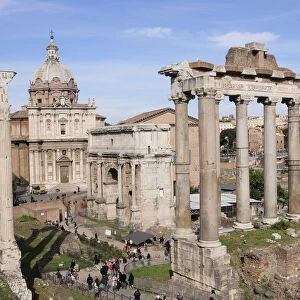 Italy, Lazio, Rome, Roman Forum, Foro Romano, Forum views with Temple of Saturn