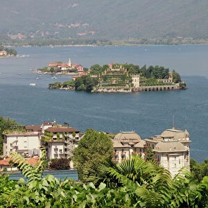 Italy, Piemonte, Lago Maggiore, view of Borromean Islands from Monte Mottarone