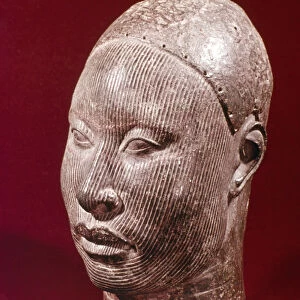 Nigeria, Ife bronze head of a man with scarification, 12th to 15th century AD in Ife museum