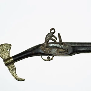 Qatar, Doha, Old flintlock pistol in Doha Museum