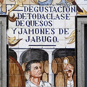 Spain, Madrid, Ceramic tiles for the shop front to a tapas bar