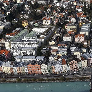 An aerial view of the western Austrian city of Innsbruck