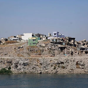 General view of the old city from the river side in Mosul