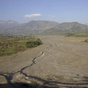 A general view shows a dried up river bed in Ethiopias northern Amhara region