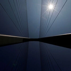 Steel cables are used at a section of the Hong Kong-Zhuhai-Macau bridge in Zhuhai