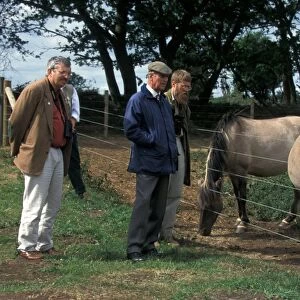 Reserves Prince Philip, Derek Moore & Marek Borkowski looking at Konik Horses at