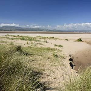 View of coastline, looking towards Millom over Duddon Estuary from Sandscale Haws, Barrow-in-Furness, Cumbria, England