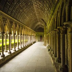 The abbey cloister, Mont Saint-Michel, Normandy, France