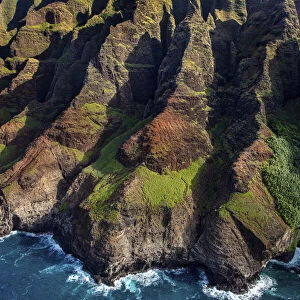 Aerial view of the Napali Coastline in Kauai, Hawaii, USA