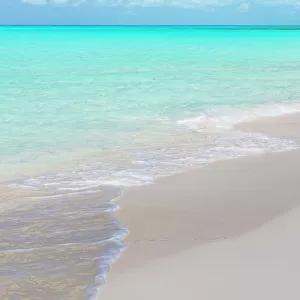 Bahamas, Little Exuma Island. Ocean surf and beach