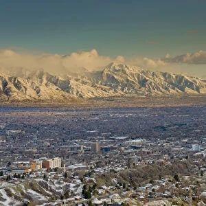 Clean Air from Ensign Peak area looking east toward University of Utah and Wasatch Mountains