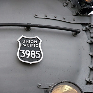 Close view of historic Challenger locomotive steam engine