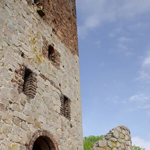 Denmark, Island of Bornholm. Ruins of Hammershus Castle, the largest castle ruin