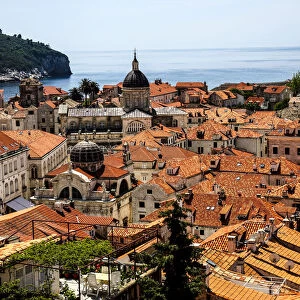 Dubrovnik, Croatia. Aerial view of the Old Town of Dubrovnik with Byzantine, Baroque churches