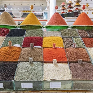 Dushanbe, Tajikistan. Spices for sale at the Mehrgon Market in Dushanbe