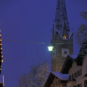 Europe, Austria, Tirol, Kitzbuhel. Evening in Vorderstadt