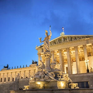 Europe, Austria, Vienna, Parliament building, Ringstrasse, twilight