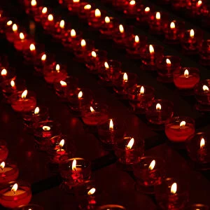 Europe, Belgium, Brugges. Candles in the Basilica of the Holy Blood